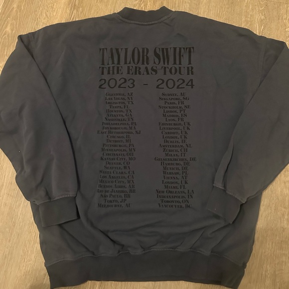 NWT Taylor Swift Eras Tour Blue Sweatshirt (cities thru Vancouver) Size S - Picture 2 of 2